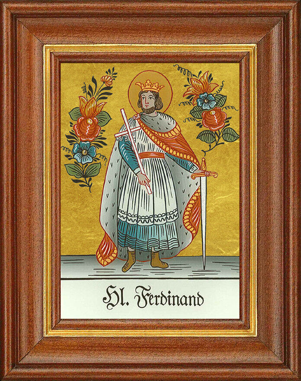 Hinterglasbild - Heiliger Ferdinand - Patronatsbild Taufe Namenspatron 12,7x16