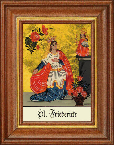 Hinterglasbild - Heilige Friedericke - Patronatsbild Taufe Namenspatron 12,7x16