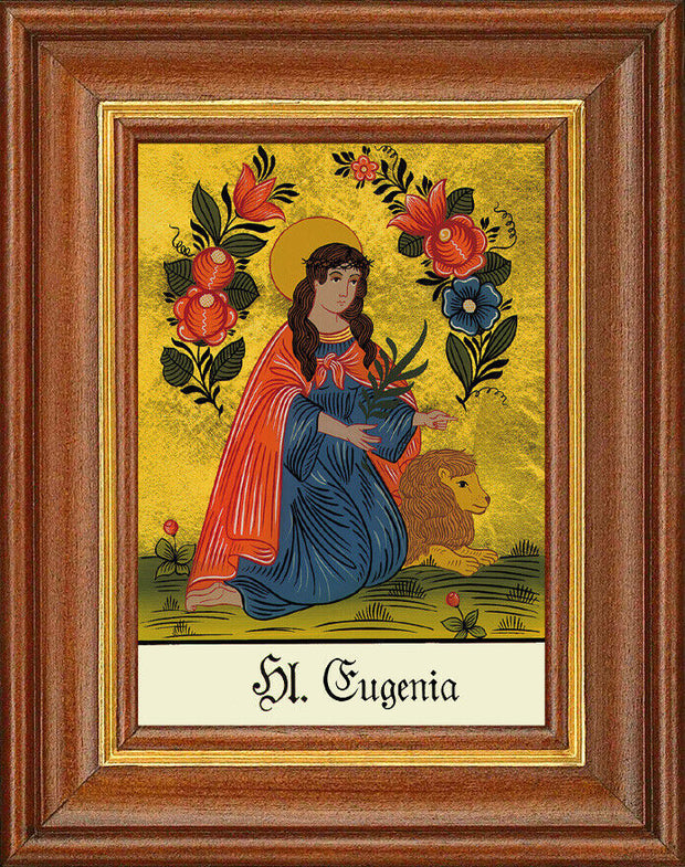 Hinterglasbild - Heilige Eugenia - Patronatsbild Taufe Namenspatron 12,7x16