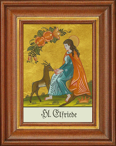 Hinterglasbild - Heilige Elfriede - Patronatsbild Taufe Namenspatron 12,7x16