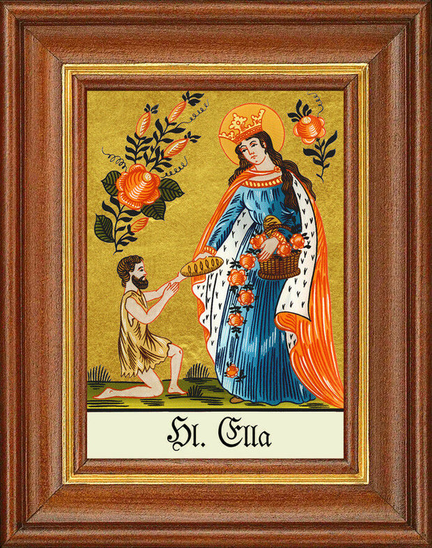 Hinterglasbild - Heilige Ella - Patronatsbild Taufe Namenspatron 12,7x16
