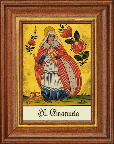Hinterglasbild - Heilige Emanuela - Patronatsbild Taufe Namenspatron 12,7x16
