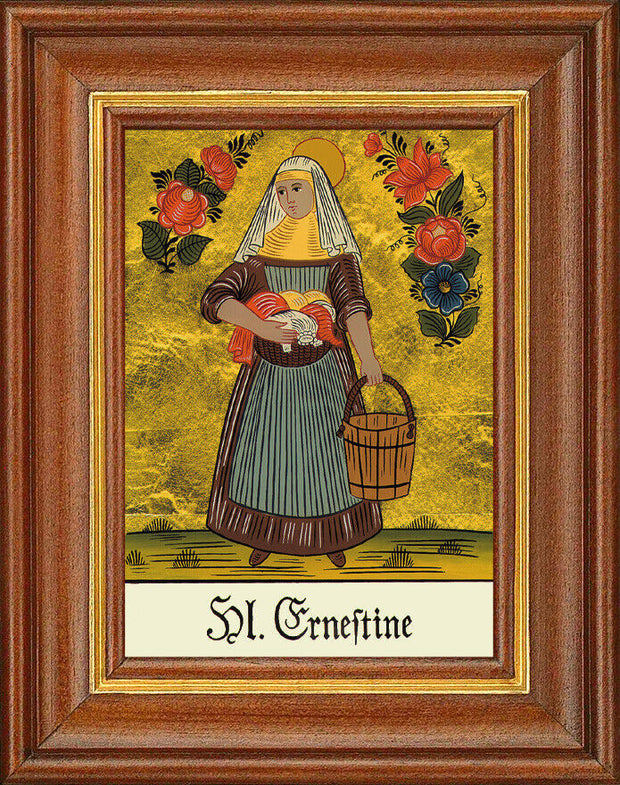 Hinterglasbild - Heilige Ernestine - Patronatsbild Taufe Namenspatron 12,7x16