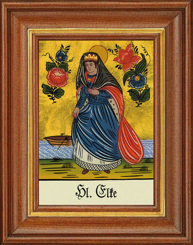 Hinterglasbild - Heilige Elke - Patronatsbild Taufe Namenspatron 12,7x16