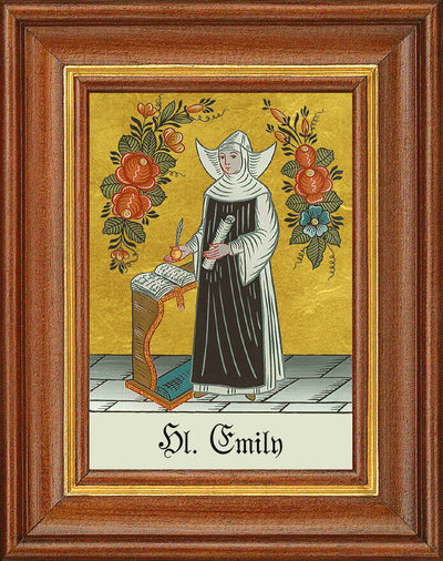 Hinterglasbild - Heilige Emily - Patronatsbild Taufe Namenspatron 12,7x16