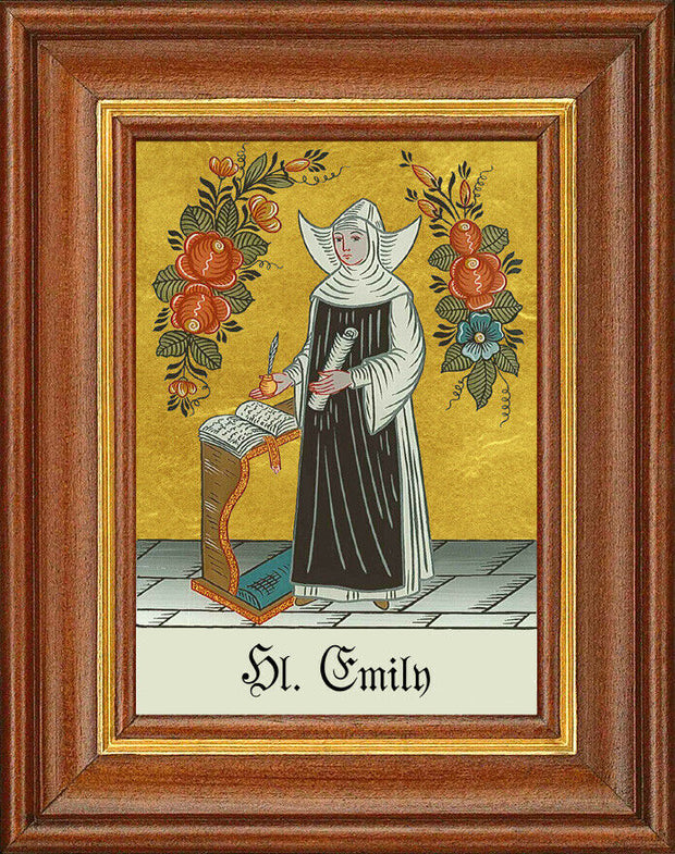 Hinterglasbild - Heilige Emily - Patronatsbild Taufe Namenspatron 12,7x16