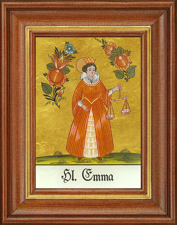 Hinterglasbild - Heilige Emma - Patronatsbild Taufe Namenspatron 12,7x16