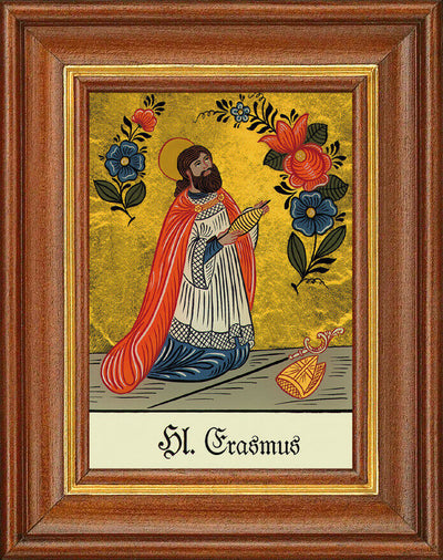Hinterglasbild - Heiliger Erasmus - Patronatsbild Taufe Namenspatron 12,7x16