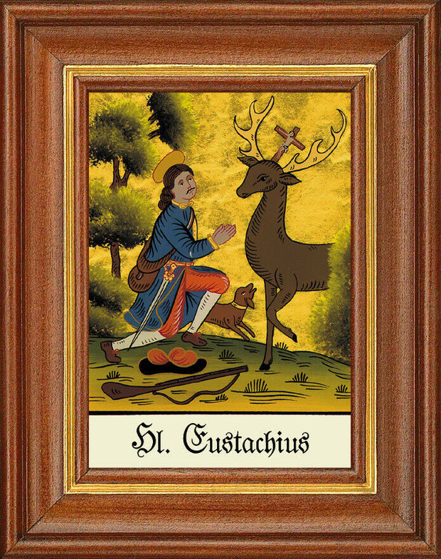 Hinterglasbild - Heiliger Eustachius - Patronatsbild Taufe Namenspatron 12,7x16
