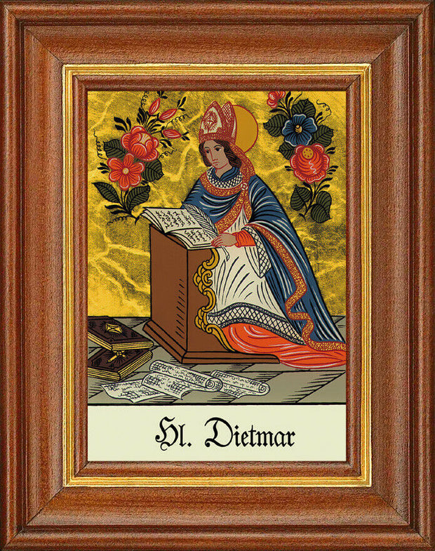 Hinterglasbild - Heiliger Dietmar - Patronatsbild Taufe Namenspatron 12,7x16
