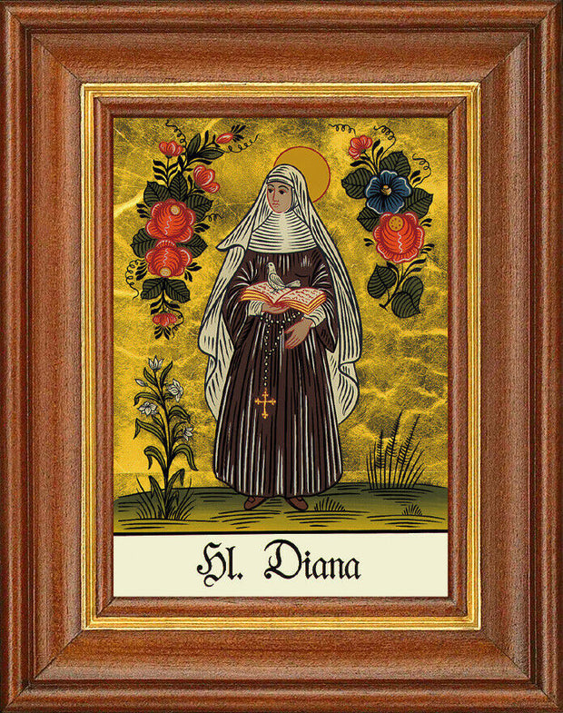Hinterglasbild - Heilige Diana - Patronatsbild Taufe Namenspatron 12,7x16