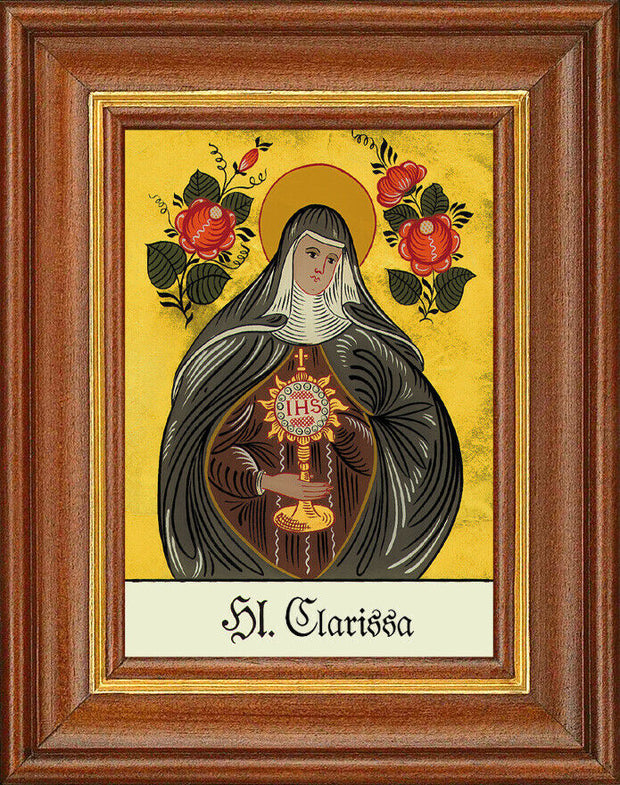 Hinterglasbild - Heilige Clarissa - Patronatsbild Taufe Namenspatron 12,7x16
