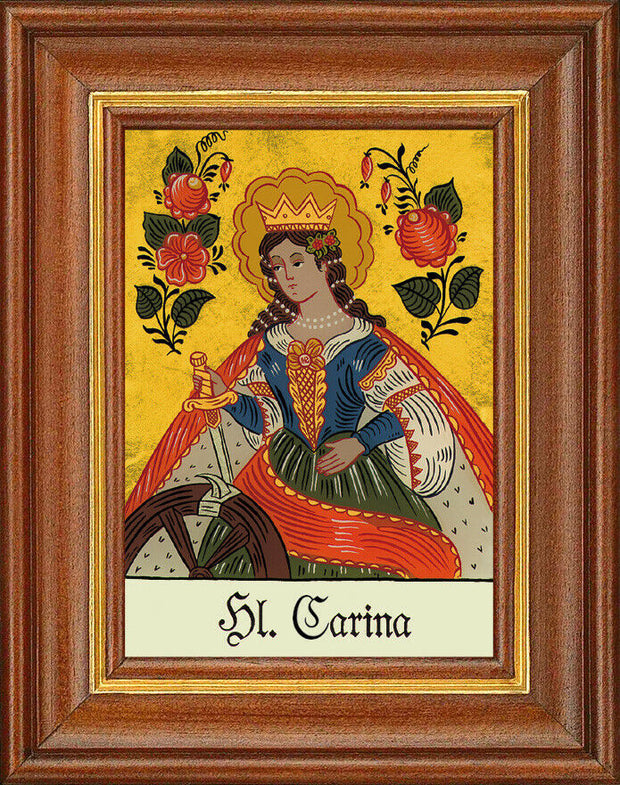 Hinterglasbild - Heilige Carina - Patronatsbild Taufe Namenspatron 12,7x16
