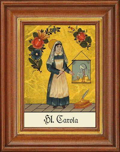 Hinterglasbild - Heilige Carola - Patronatsbild Taufe Namenspatron 12,7x16