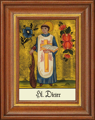 Hinterglasbild - Heiliger Dieter - Patronatsbild Taufe Namenspatron 12,7x16