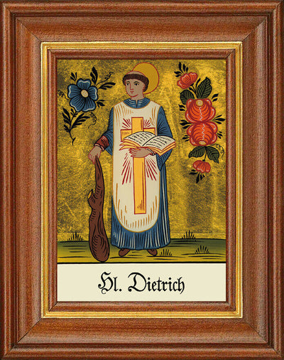 Hinterglasbild - Heiliger Dietrich - Patronatsbild Taufe Namenspatron 12,7x16