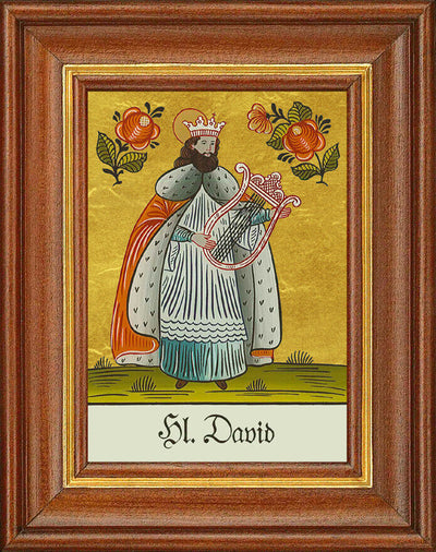 Hinterglasbild - Heiliger David - Patronatsbild Taufe Namenspatron 12,7x16