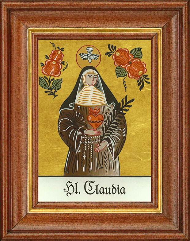 Hinterglasbild - Heilige Claudia - Patronatsbild Taufe Namenspatron 12,7x16
