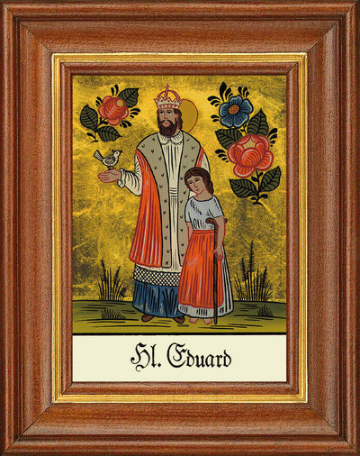 Hinterglasbild - Heiliger Eduard - Patronatsbild Taufe Namenspatron 12,7x16