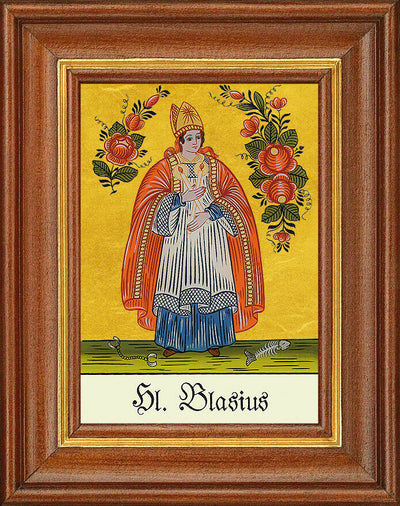 Hinterglasbild - Heiliger Blasius - Patronatsbild Taufe Namenspatron 12,7x16