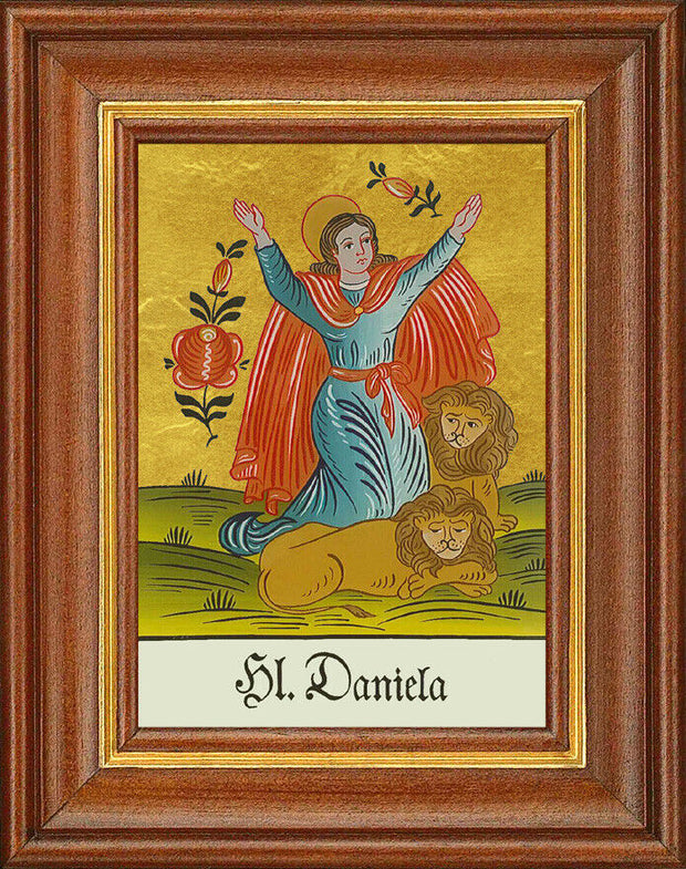 Hinterglasbild - Heilige Daniela - Patronatsbild Taufe Namenspatron 12,7x16