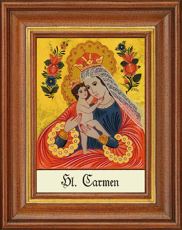 Hinterglasbild - Heilige Carmen - Patronatsbild Taufe Namenspatron 12,7x16