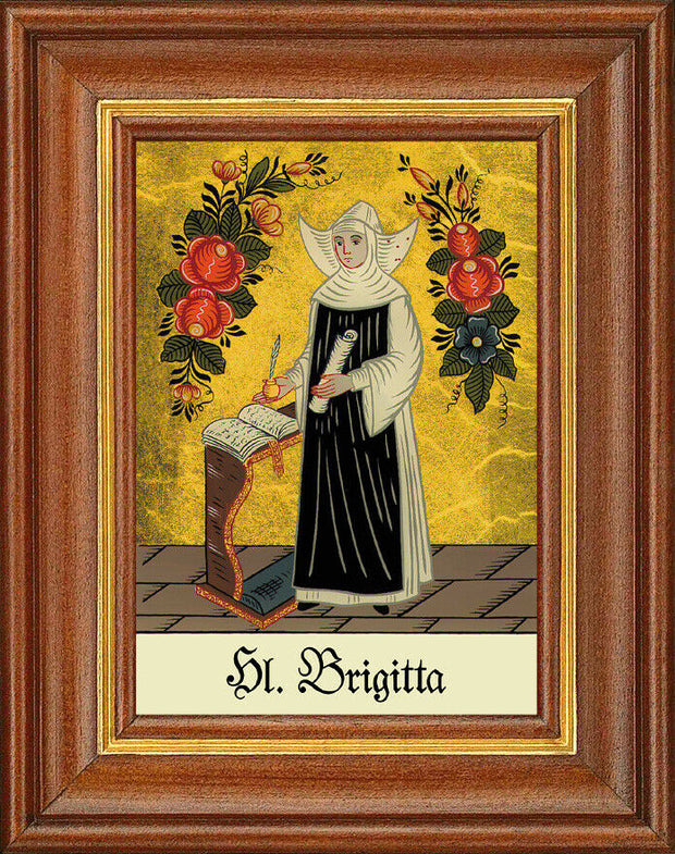 Hinterglasbild - Heilige Brigitta - Patronatsbild Taufe Namenspatron 12,7x16