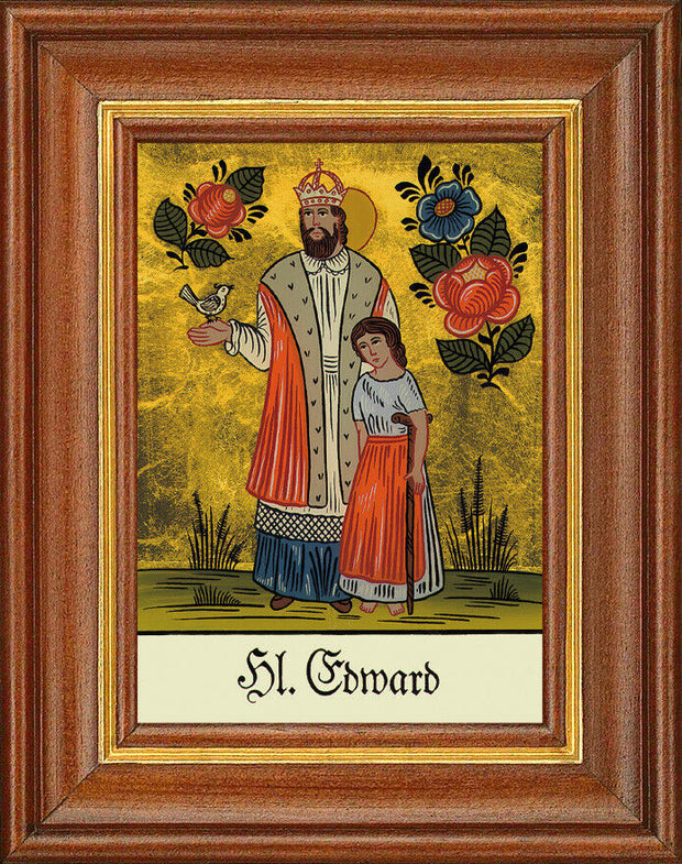 Hinterglasbild - Heiliger Edward - Patronatsbild Taufe Namenspatron 12,7x16