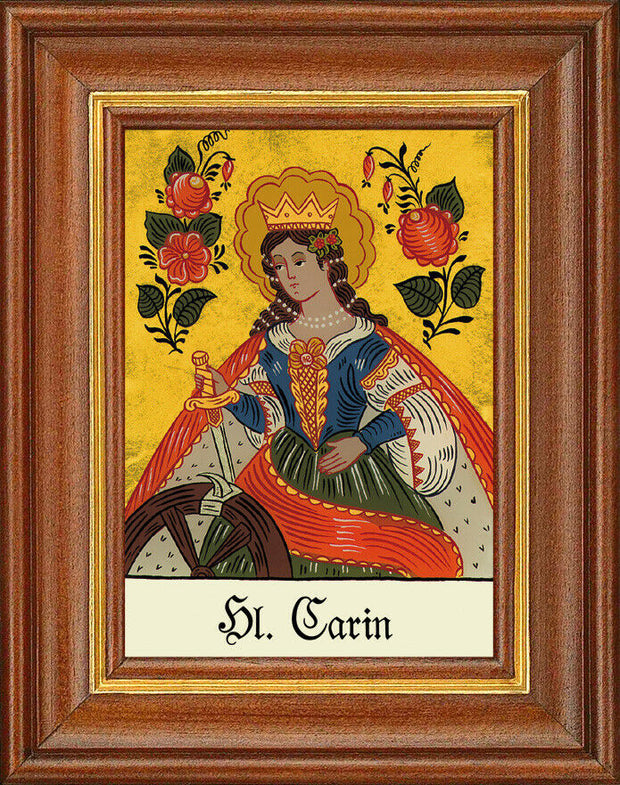Hinterglasbild - Heilige Carin - Patronatsbild Taufe Namenspatron 12,7x16