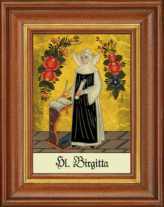 Hinterglasbild - Heilige Birgitta - Patronatsbild Taufe Namenspatron 12,7x16