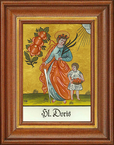 Hinterglasbild - Heilige Doris - Patronatsbild Taufe Namenspatron 12,7x16
