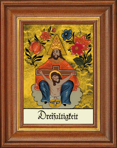 Hinterglasbild - Dreifaltigkeit - Patronatsbild Taufe Namenspatron 12,7x16