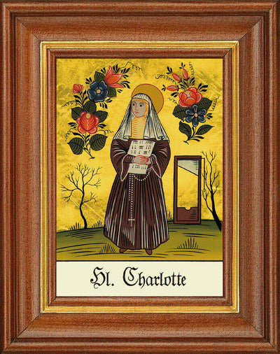 Hinterglasbild - Heilige Charlotte - Patronatsbild Taufe Namenspatron 12,7x16