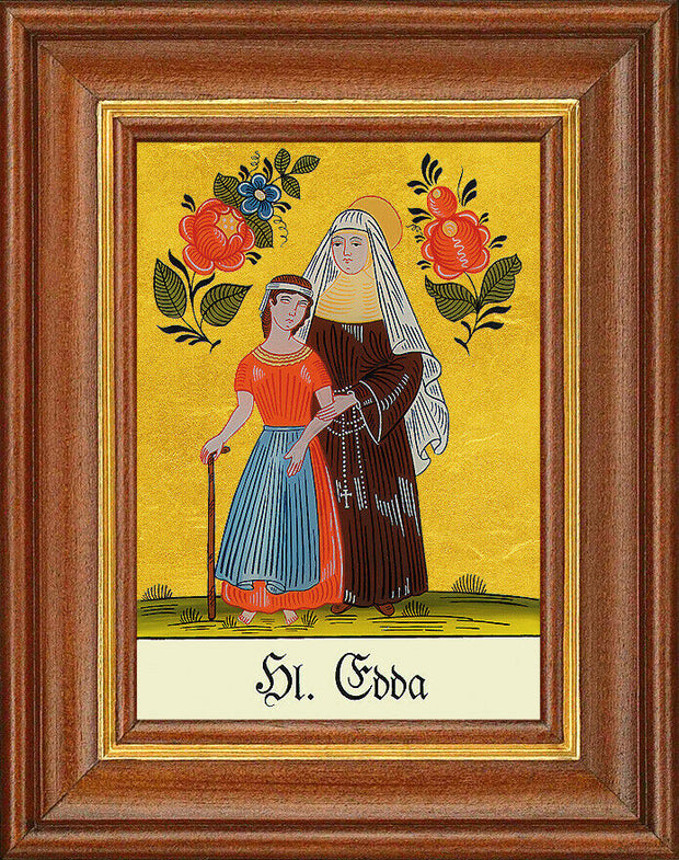 Hinterglasbild - Heilige Edda - Patronatsbild Taufe Namenspatron 12,7x16