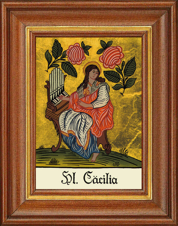 Hinterglasbild - Heilige Cäcilia - Patronatsbild Taufe Namenspatron 12,7x16