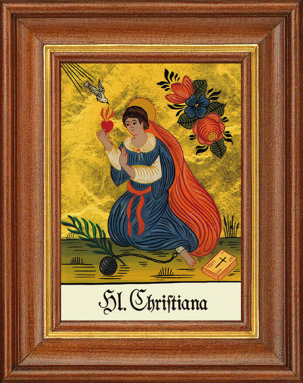 Hinterglasbild - Heilige Christiana - Patronatsbild Taufe Namenspatron 12,7x16