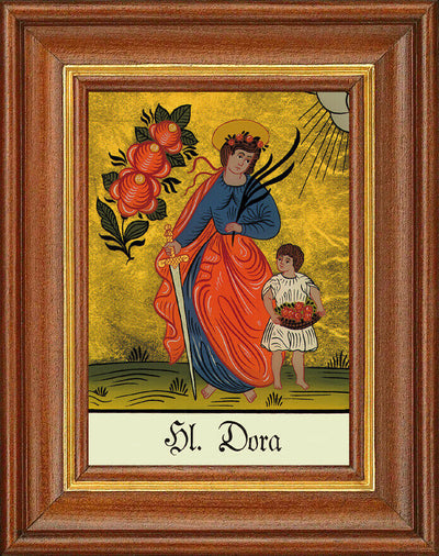 Hinterglasbild - Heilige Dora - Patronatsbild Taufe Namenspatron 12,7x16