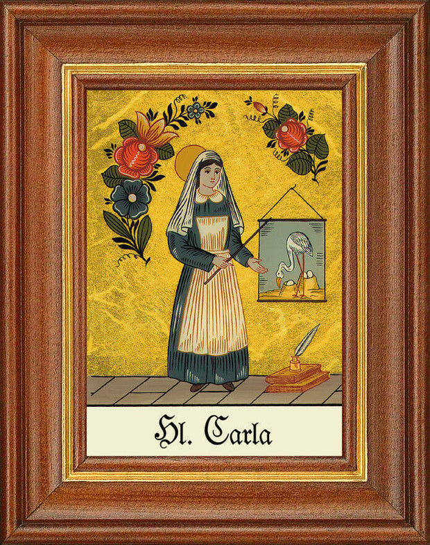 Hinterglasbild - Heilige Carla - Patronatsbild Taufe Namenspatron 12,7x16