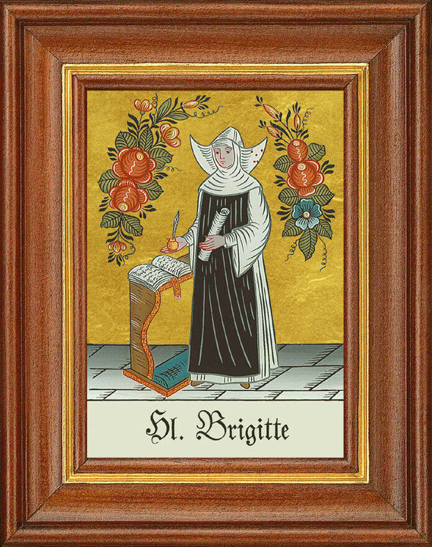 Hinterglasbild - Heilige Brigitte - Patronatsbild Taufe Namenspatron 12,7x16