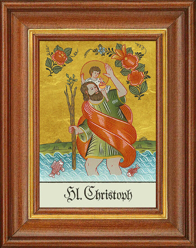 Hinterglasbild - Heiliger Christoph - Patronatsbild Taufe Namenspatron 12,7x16