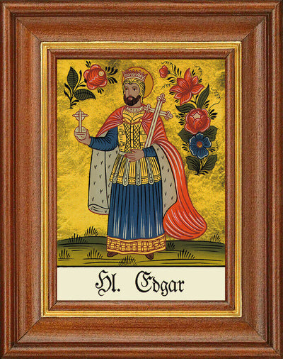Hinterglasbild - Heiliger Edgar - Patronatsbild Taufe Namenspatron 12,7x16