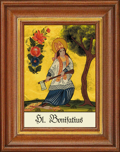 Hinterglasbild - Heiliger Bonifatius - Patronatsbild Taufe Namenspatron 12,7x16