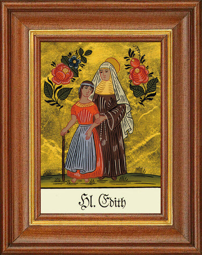 Hinterglasbild - Heilige Edith - Patronatsbild Taufe Namenspatron 12,7x16