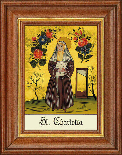Hinterglasbild - Heilige Charlotta - Patronatsbild Taufe Namenspatron 12,7x16
