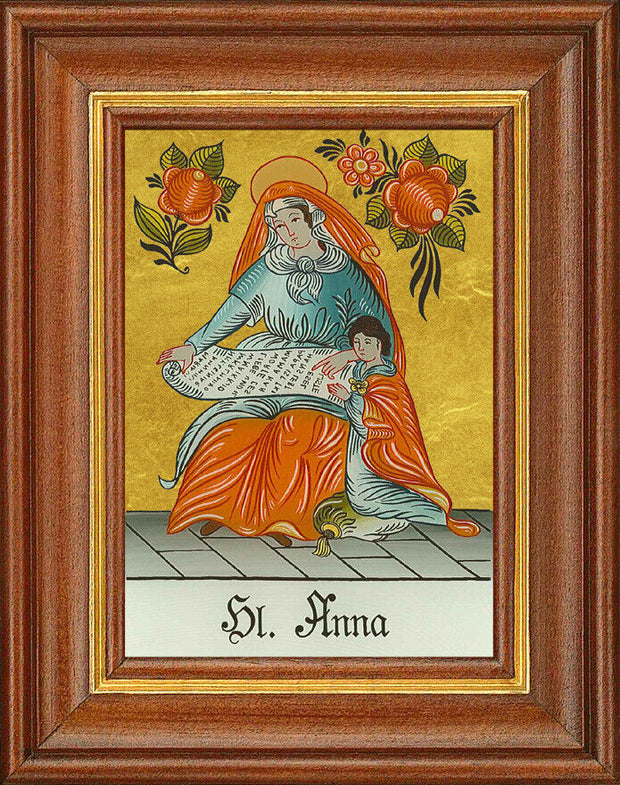 Hinterglasbild - Heilige Anna - Patronatsbild Taufe Namenspatron 12,7x16 TH