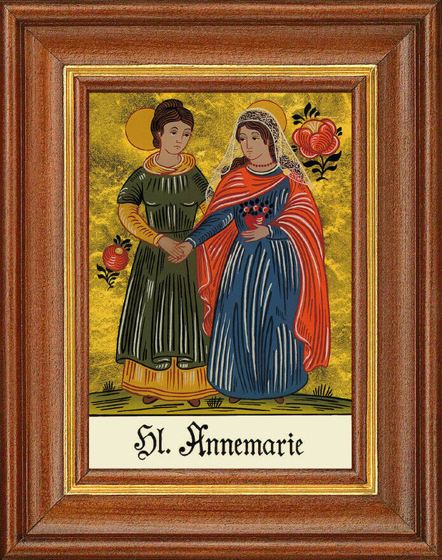 Hinterglasbild - Heilige Annemarie - Patronatsbild Taufe Namenspatron 12,7x16 TH