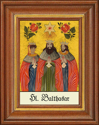 Hinterglasbild - Heiliger Balthasar - Patronatsbild Taufe Namenspatron12,7x16 TH