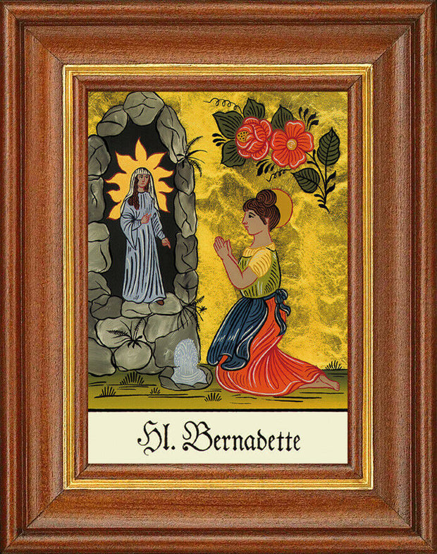 Hinterglasbild - Heilige Bernadette - Patronatsbild Taufe Namenspatron12,7x16 TH