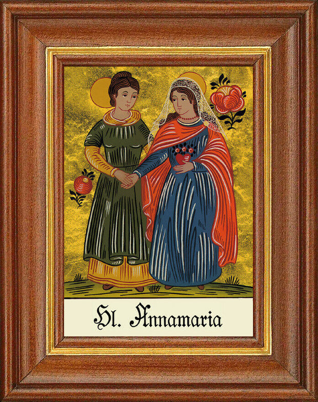 Hinterglasbild - Heilige Annamaria - Patronatsbild Taufe Namenspatron 12,7x16 TH