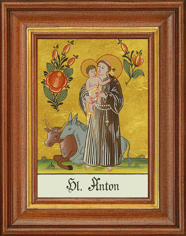 Hinterglasbild - Heiliger Anton - Patronatsbild Taufe Namenspatron 12,7x16 TH